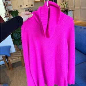 LOFT Vibrant Pink Cowl Neck Sweater